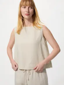 Áo Kiểu Vải Pha Linen Không Tay (Nữ)