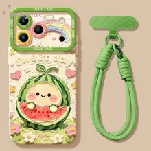 Ốp Điện Thoại Dưa Hấu Tranh Sơn Dầu Dễ Thương Cho iPhone 17 16 15 14 13 12 11 Pro Max X Xr Xs Max 7 8 Plus SE2020