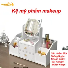 Kệ mỹ phẩm Hàn Quốc mini tai mèo 2 tầng có ngăn kéo - Phong Cách Dễ Thương- Movava