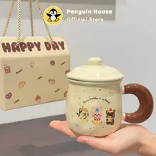 [Penguin] Cốc sứ quà tặng Happy Day cute 350ml quà tặng sinh nhật bạn gái, ly sứ dễ thương tặng bạn thân