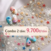 Sticker dán móng tay / Miếng dán trang trí móng tay cao cấp họa tiết sinh vật biển , sao biển, vỏ sò 5D ( nổi)