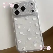 Ốp Lưng  IPhone XR 16 17 11 7 8 15 Plus 13 Pro Max X XS Max Ốp Lưng Trong Suốt Họa Tiết Thỏ Trắng Dễ Thương Đơn Giản