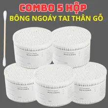 Hộp 500 Tăm Bông Thân Gỗ Ngoáy Tai Người Lớn 2 Đầu Vệ Sinh Tai Đa Năng An Toàn Tiện Lợi