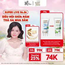 [VHL x LASHE SUPERFOOD] Sữa Rửa Mặt Deep Clean&Hydrating/Oil Removal&Anti Acne 120G + Tặng Kem Tuyết Tẩy Tế Bào Chết 45G