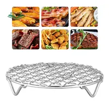 Giá nồi chiên không khí tròn PfultR có chân Giá nướng lưới có thể xếp chồng lên nhau bằng thép không gỉ Chống ăn mòn cho nồi hấp lò nướng nhà bếp gia đình.