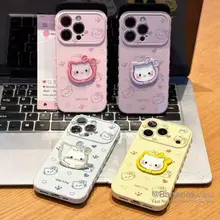 Ốp Điện Thoại Mèo Màu Kẹo Dễ Thương + Chân Đế Cho iPhone 17 16 15 14 13 12 11 Pro Max 16 15 14 Plus