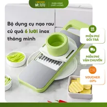 [MUA 2 VỚI GIÁ 85K] Dụng Cụ Bào Nạo Rau Củ Quả Đa Năng 6 Lưỡi Dao Inox 304 – Thái Lát Bào Sợi An Toàn Tiện Lợi
