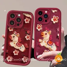 Cho IPhone 15 17 16 13 12 14 11 Pro Max X XS Max XR 14 7 16 6S 6  8 15 Plus SE 2020 Ngựa Con Hoa Tranh Sơn Dầu Sao Tết