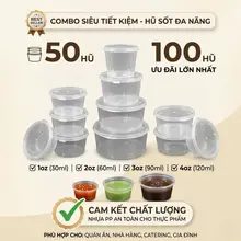 [NHỰA PP] Combo 50 / 100 Hủ sốt, hộp sốt nắp liền 1oz, 2oz, 3oz, 4oz chịu nhiệt tốt dùng đựng sốt chấm, topping