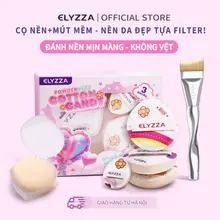 Bông Mút Cotton Candy ELYZZA Bông Phấn Mềm Mại Và Thân Thiện Với Da, Có Thể Sử Dụng Cả Khô Và Ướt, Kèm Theo Một Bông Phấn Nhỏ, Cọ Đánh Nền+Mút Đánh Nền(3 PCS) Giúp Trang Điểm Tinh Tế