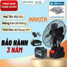Quạt Tích Điện Lồng Sắt Makita, Đế Pin 21V - 2 Mức Gió, Sử Dụng 12-18 Tiếng, Không Gây Tiếng Ồn