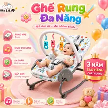 Ghế Rung Cho Bé 3-18 Tháng - Chất Liệu Thoáng Khí, Khung Nâng Cấp Chịu Lực 20kg - An Toàn Tuyệt Đối