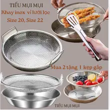 Sét khay kèm vỉ lưới lọc dầu inox 304 Size to 22cm. loại bỏ dầu thừa hiệu qoả