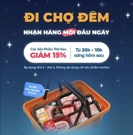 Kingfoodmart Đi Chợ Đêm – Thịt Heo Giảm 15% Từ 20h Thứ 2–6