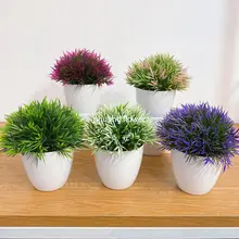 Chậu cây cỏ giả lá cây kiểng mini 13cm kèm chậu trang trí nhà cửa decor bàn làm việc văn phòng quán cafe