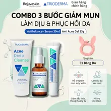 Combo Trioderma Giảm Mụn, Mờ Thâm, Sáng Da Chăm Sóc Da Mụn, Gel Giảm Mụn 15g & Serum 30ml & Sữa Rửa Mặt 150g