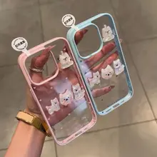 Thích hợp cho IPhone 16Pro 16 15 14 13 12 11 Pro Max X XR XS Max 7 8 Plus Vỏ điện thoại 3D Chó dễ thương Cặp đôi Cô gái Acrylic Vỏ chống sốc trong suốt LBK