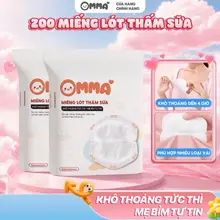 Miếng lót thấm sữa OMMA 100/200/300 miếng dán chắc chắn, mỏng nhẹ thấm hút tốt chống tràn tối đa, sợi organic lành tính