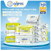 GAIFEEL 10 gói/1000 khăn ướt chất lượng cao cho bé mỗi gói không chứa cồn và chất bảo quản
