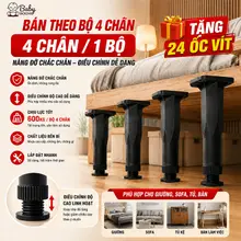 Chân nội thất ABS 4 cái – Tăng chỉnh chiều cao dễ dàng, vòng hãm an toàn + 24 ốc vít – Dùng đa năng, bền bỉ.