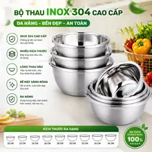 [TTT] Combo Thau Inox Sâu Lòng 20–36cm Cao Cấp, Dày Dặn, Có Viền Cầm Tay Chắc Chắn