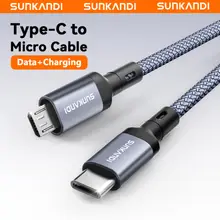 SUNKANDI USB C sang Micro USB Cáp OTG Hợp kim nhôm Dây bện cho máy ảnh Ổ cứng Laptop