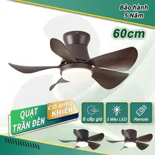GOGEOUS Quạt trần phong khách retro có đèn LED 3 màu cho phòng ngủ có điều khiển từ xa 6 cấp độ gió