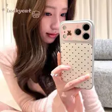 Ins Ốp Điện Thoại Da Gấu Tình Yêu Màu Đen Dễ Thương Cho iPhone 17 16 15 14 13 12 11 Pro Max X Xr Xs Max