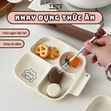 Khay Chia Thức Ăn 4 Ngăn Cho Bé, Bát Thức Ăn Nhiều Ngăn Phù Hợp Ăn Kiêng Tuly