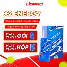 Hộp X2 Energy LIGPRO, Thức Uống Thể Thao Bổ Sung Năng Lượng Bù Nước Bù Điện Giải Hộp 10 Gói