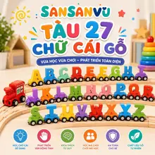 Đồ Chơi Đoàn Tàu Nam Châm  Với 27 Toa Chữ Cái Bằng Gỗ, Đồ Chơi Thông Minh Giáo Dục Sớm Cho Bé Sansanvu