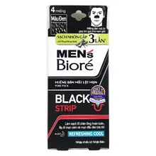 Miếng Dán Mũi Lột Mụn Men's Bioré (Màu Đen) Pore Pack Black Strip Refreshing Cool 4 Miếng Hasaki
