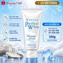 Sữa rửa mặt Senka Perfect White Clay 120g tẩy tế bào chết dưỡng trắng sáng ẩm mịn đều màu da