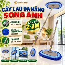 Cây lau đa năng dài 3 mét, chổi lau nhà cán inox gập rút dễ dàng, lau xe ôtô, lau kính, lau trần nhà