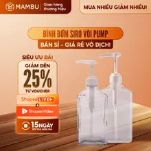 [Sỉ] Bình bơm đường, siro thủy tinh có vòi Pump 1100ml, Nhựa 1600ml - Thiết bị máy móc pha chế