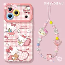 Ốp Lưng IPhone 16 11 15 17 16E 12 14 13 Pro Max XR 7 8 17 Plus X XS Max Vỏ Vòng Tay Hello Kitty Hình Trái Tim Tình Yêu