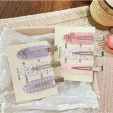 3 Cái / bộ Kẻ Sọc Chấm Bi Nơ Handmade Kim Cương Giả Kẹp Tóc Bộ Nhiều Màu Hàng Ngày Học Hẹn Hò Phụ Kiện Cho Bé Gái Ngọt Nổ Bên Kẹp Nữ