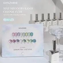 DAN Zhihe Set sơn mắt mèo Bộ sưu tập chanh xanh 8 màu Cat Eye Móng tay Gel siêu sáng (tặng kèm bảng màu)