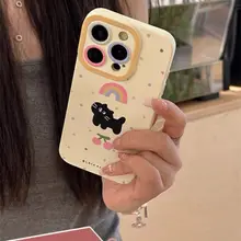 Ốp điện thoại iPhone 17 16 15 14 13 12 11 Pro Max X Xr Xs Max 7 8 Plus SE2020 Phim hoạt hình cầu vồng Black Cat Soft Back Cover