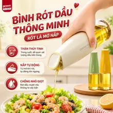 Chai Đựng Dầu Ăn Thủy Tinh 500ML Nắp Mở Tự Động Chống Tràn, Bình Đựng Nước Tương, Dầu Oliu