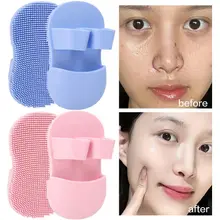 🌟chic🌟Bàn chải rửa mặt silicon, bàn chải tẩy tế bào da chết, nhỏ gọn, tiện lợi,Miếng Rửa Mặt làm sạch lỗ chân lông.