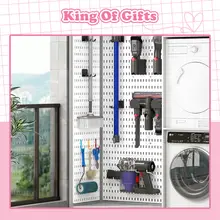 Kệ giá treo tường trang trí pegboard để đồ decor bàn học phòng bếp nhà tắm kèm phụ kiện King of Gifts
