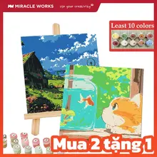 MW Tranh Tô Màu Theo Số Hóa có Khung, kèm combo dụng cụ, Tranh Sơn Dầu Tổng Hợp Nhiều Mẫu