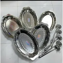 Combo 5 Dĩa Né Inox Tặng Kèm 5 Vá Inox, Dĩa Bò Né Lòng Sâu Nhỏ Inox