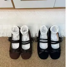 Giày bup bê nữ chất da nỉ mũi tròn có nơ mềm đi không đau chân ma  qv65