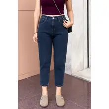 Quần Jeans nữ Baggy 8 tấc lưng cao tôn dáng ONEFA co giãn thoải mái, trẻ trung năng động, size S-3XL [QJF257]