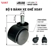 Combo 5 cái bánh xe ghế xoay văn phòng JIROSHI loại cao cấp