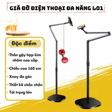 Giá đỡ điện thoại L01 và L01 KÈM REMOTE  cao 1m6 nặng 3kg chắc chắn, quay phim chụp ảnh, khớp xoay 360 độ ra