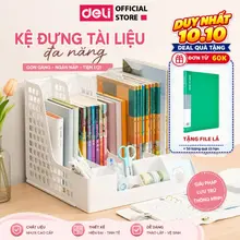 [🔥TẶNG FILE LÁ] Giá Kệ Đựng Tài Liệu Văn Phòng Deli 3/4 Ngăn Kèm Khay Đựng Bút Đựng Sách Vở Để Bàn
