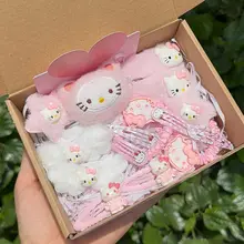 Hộp quà tặng 15 kẹp tóc hello kitty màu hồng dễ thương tặng bạn nữ bé gái.